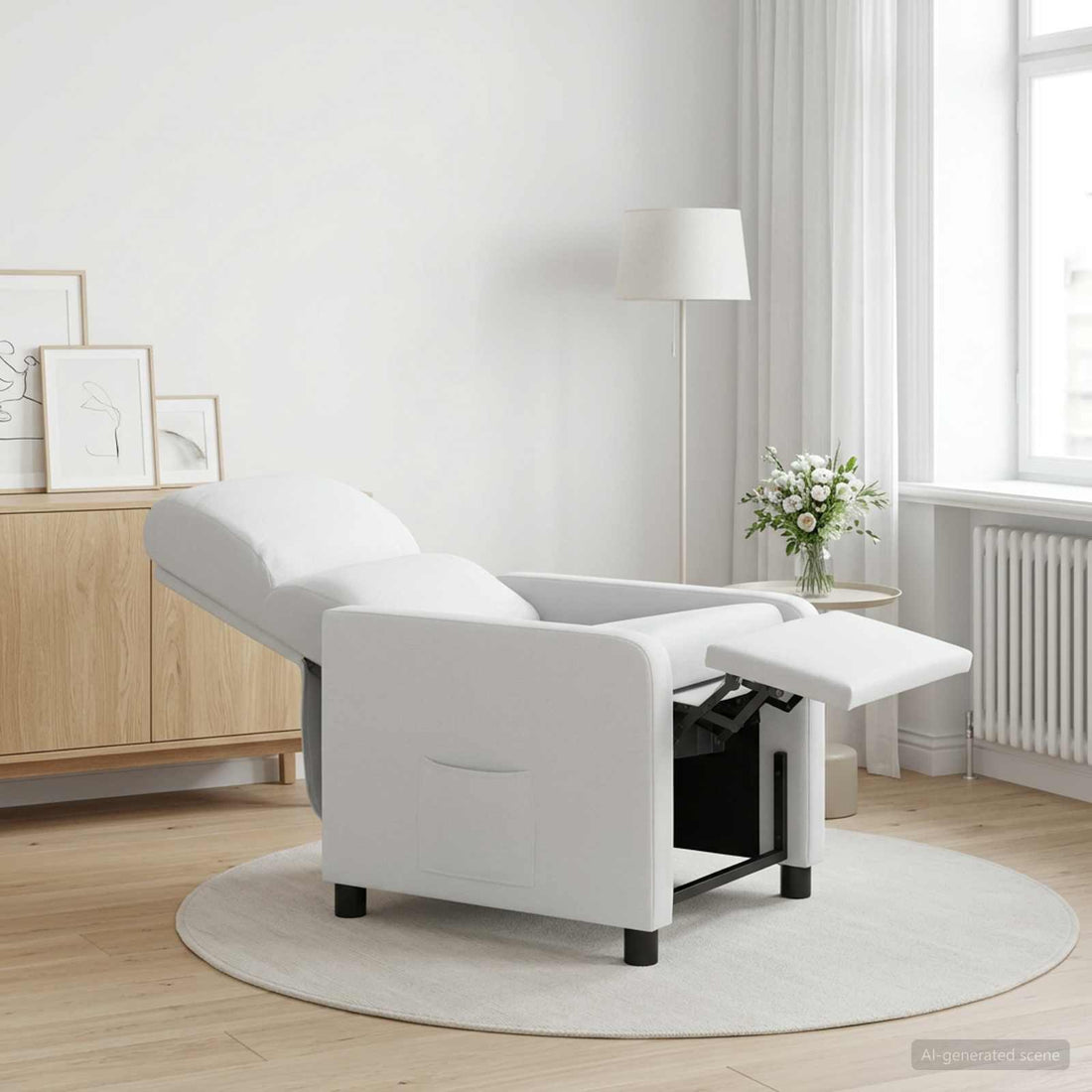 vidaXL Recliner Blanco Tela