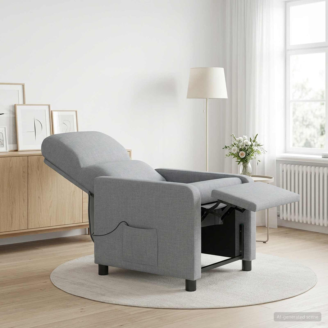 vidaXL Silla de masajes reclinable Gris Claro Tela