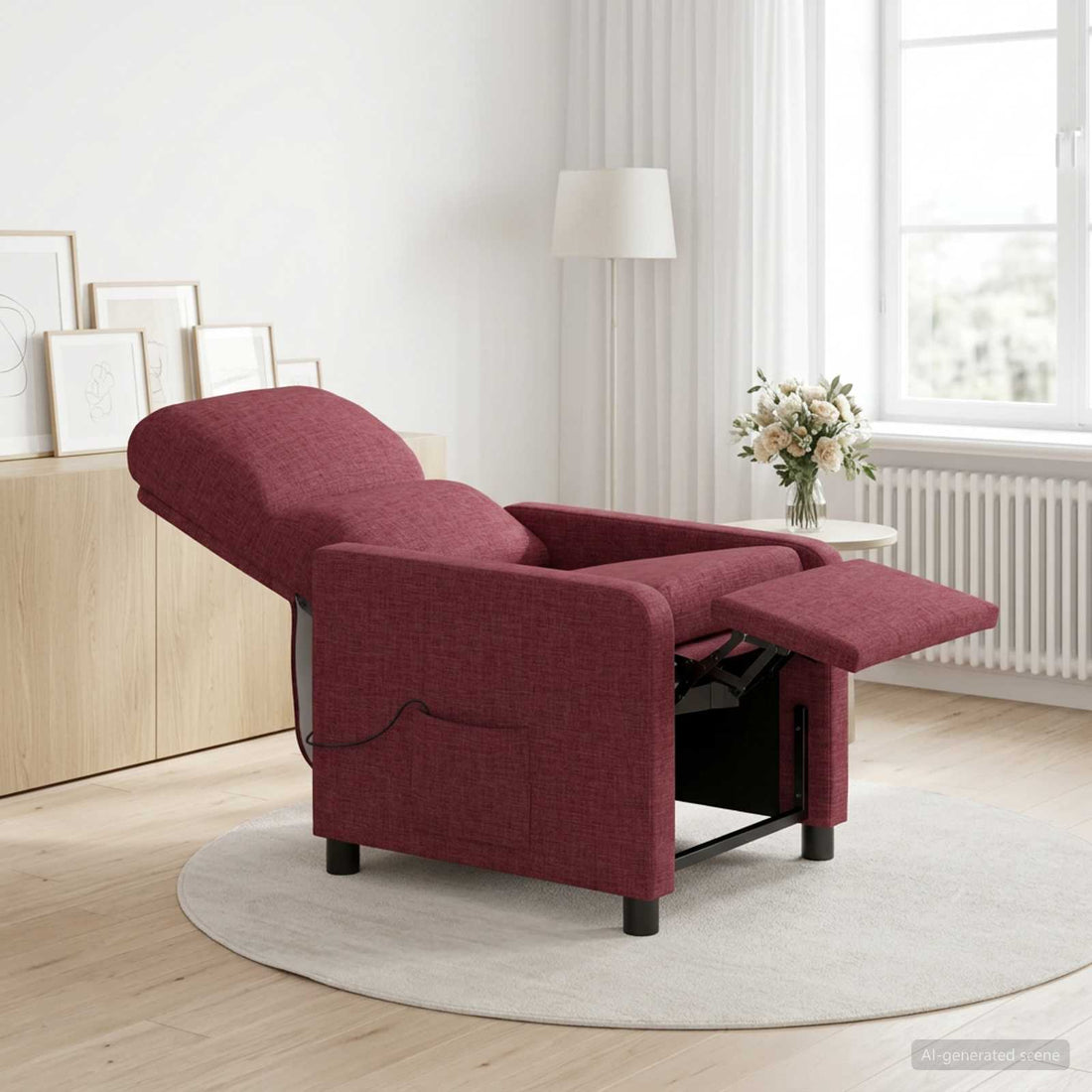 vidaXL Recliner Rojo vino Tela