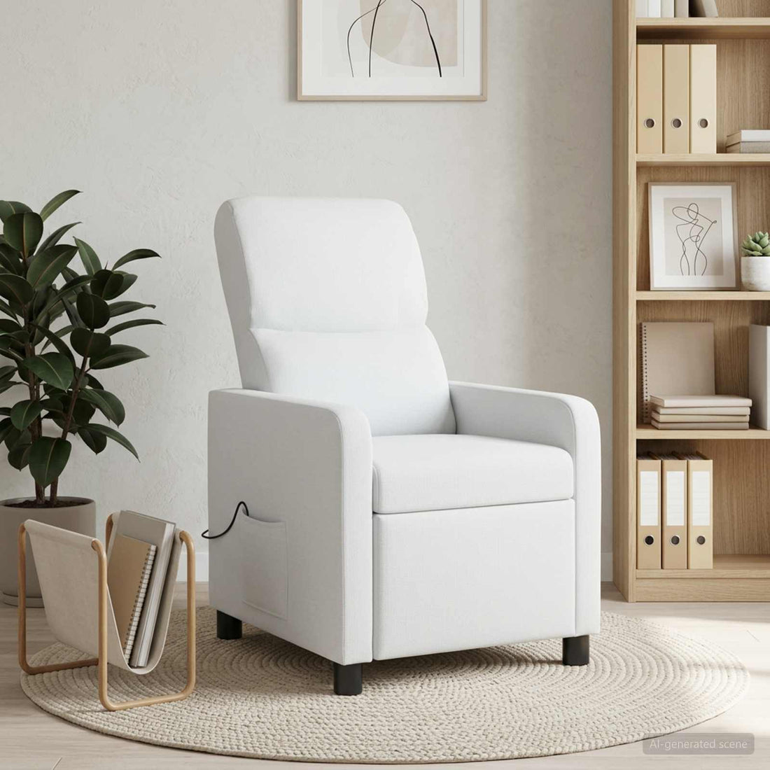vidaXL Recliner Blanco Tela
