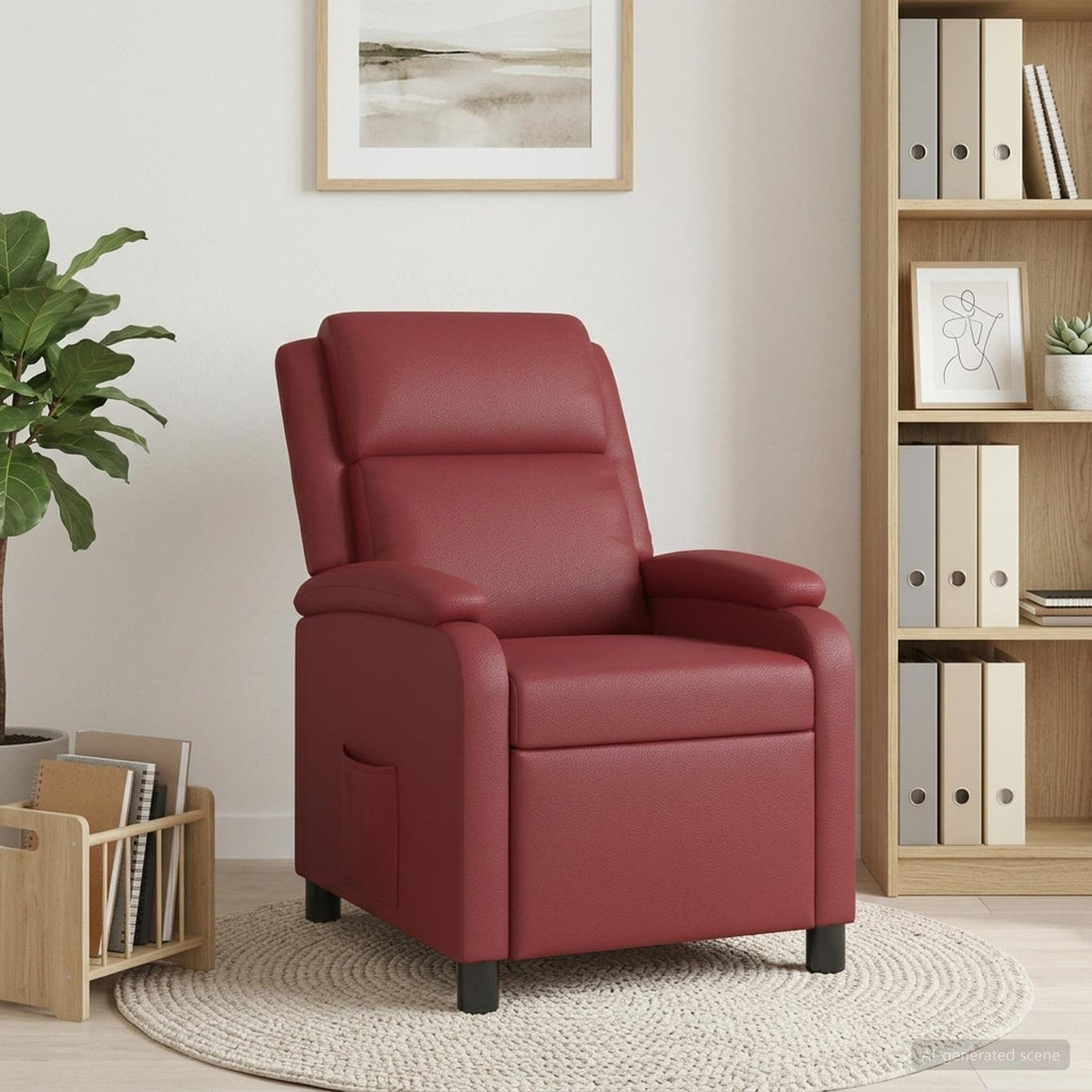 vidaXL Recliner Rojo vino Cuero sintético