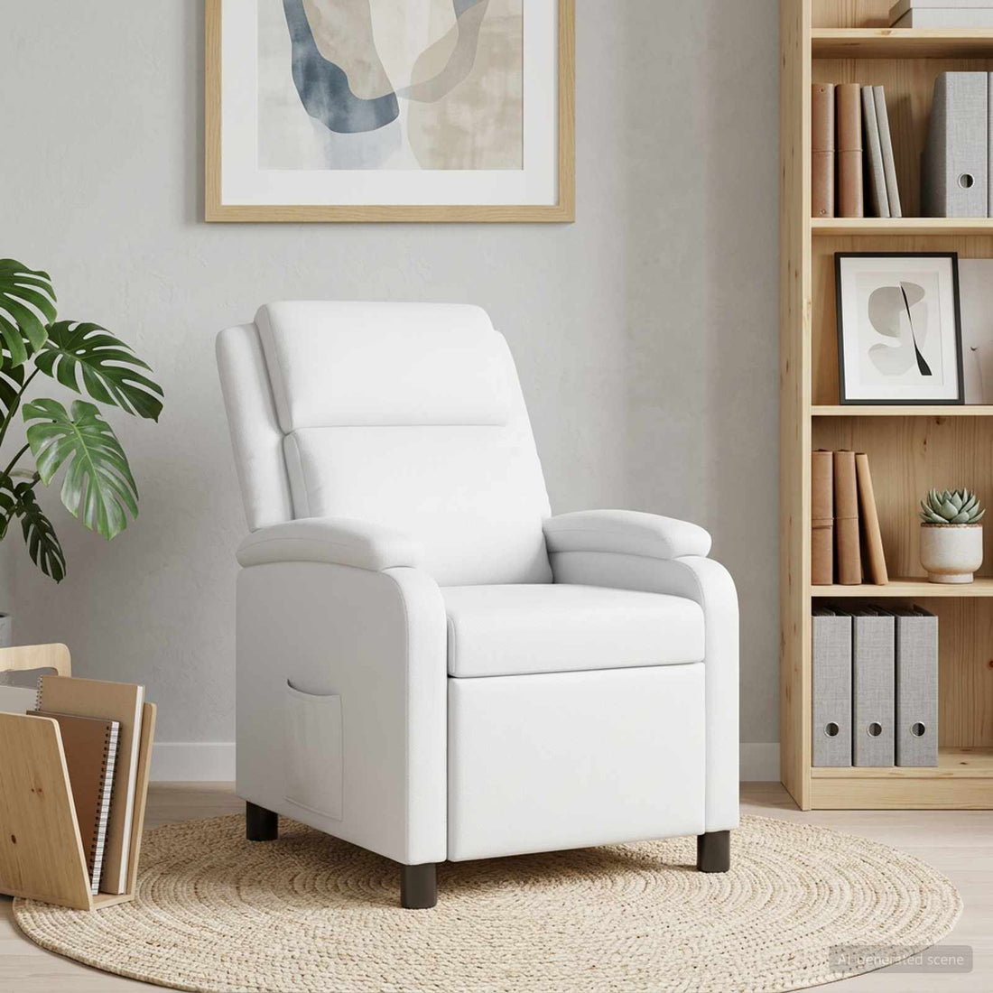 vidaXL Recliner Blanco Cuero sintético