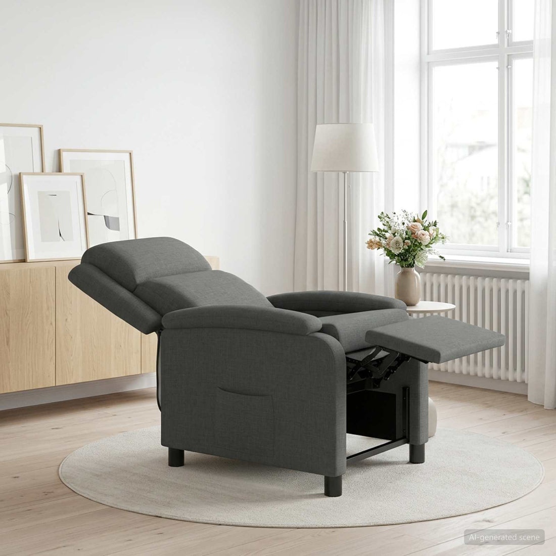 vidaXL Recliner Gris oscuro Tela