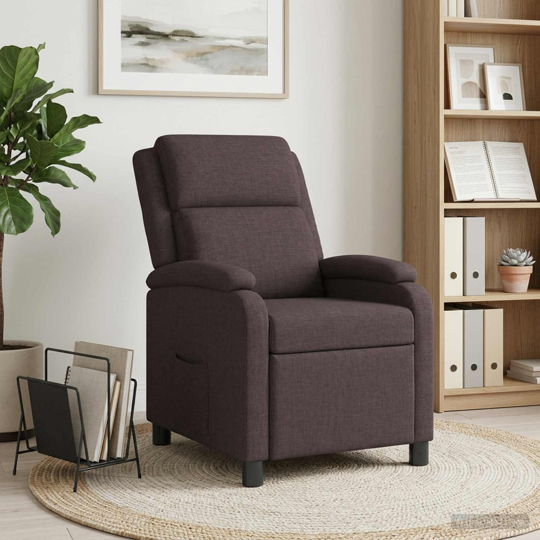 vidaXL Recliner Marrón Oscuro Tela