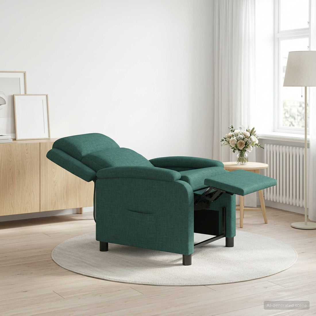 vidaXL Recliner Verde oscuro Tela