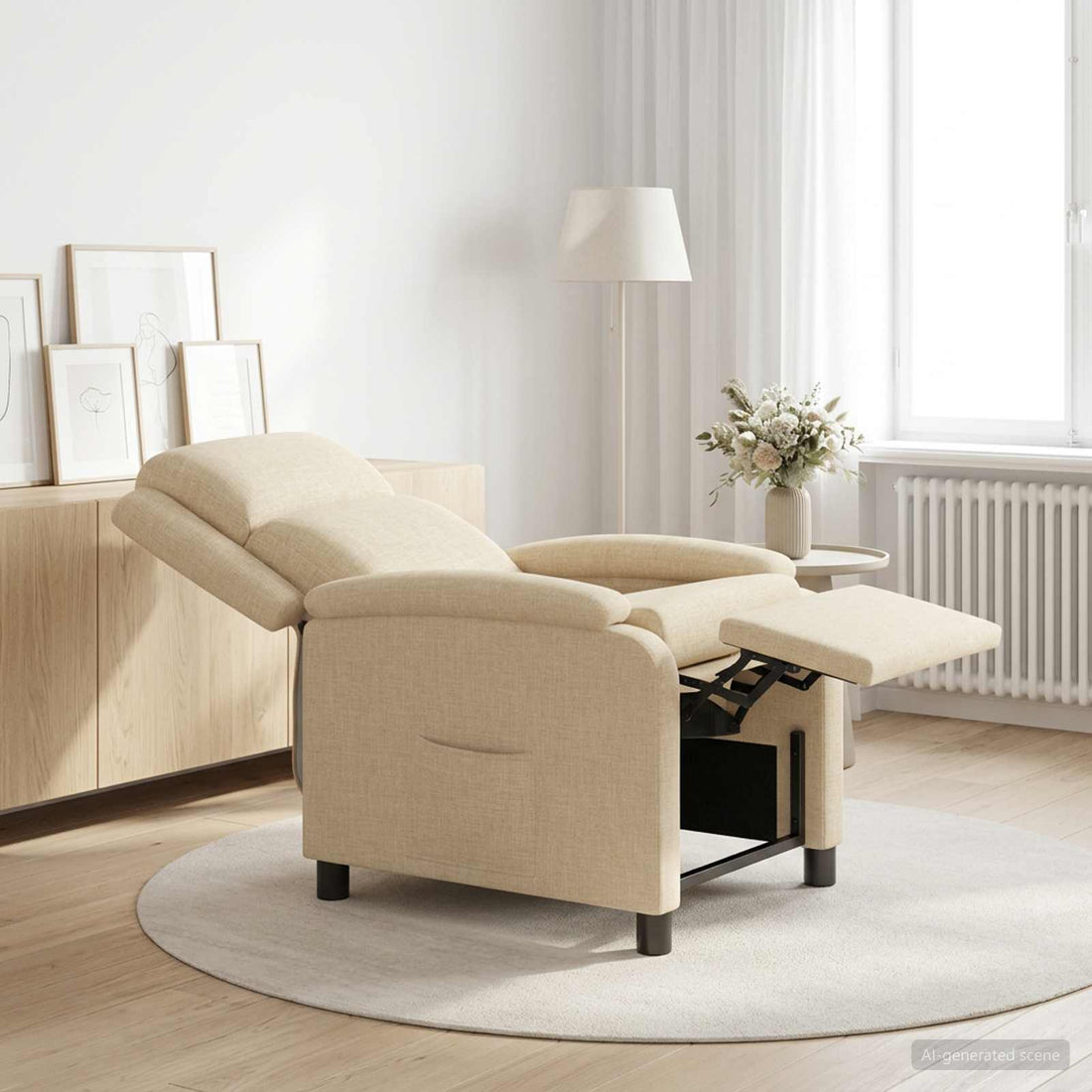 vidaXL Recliner Crema Tela