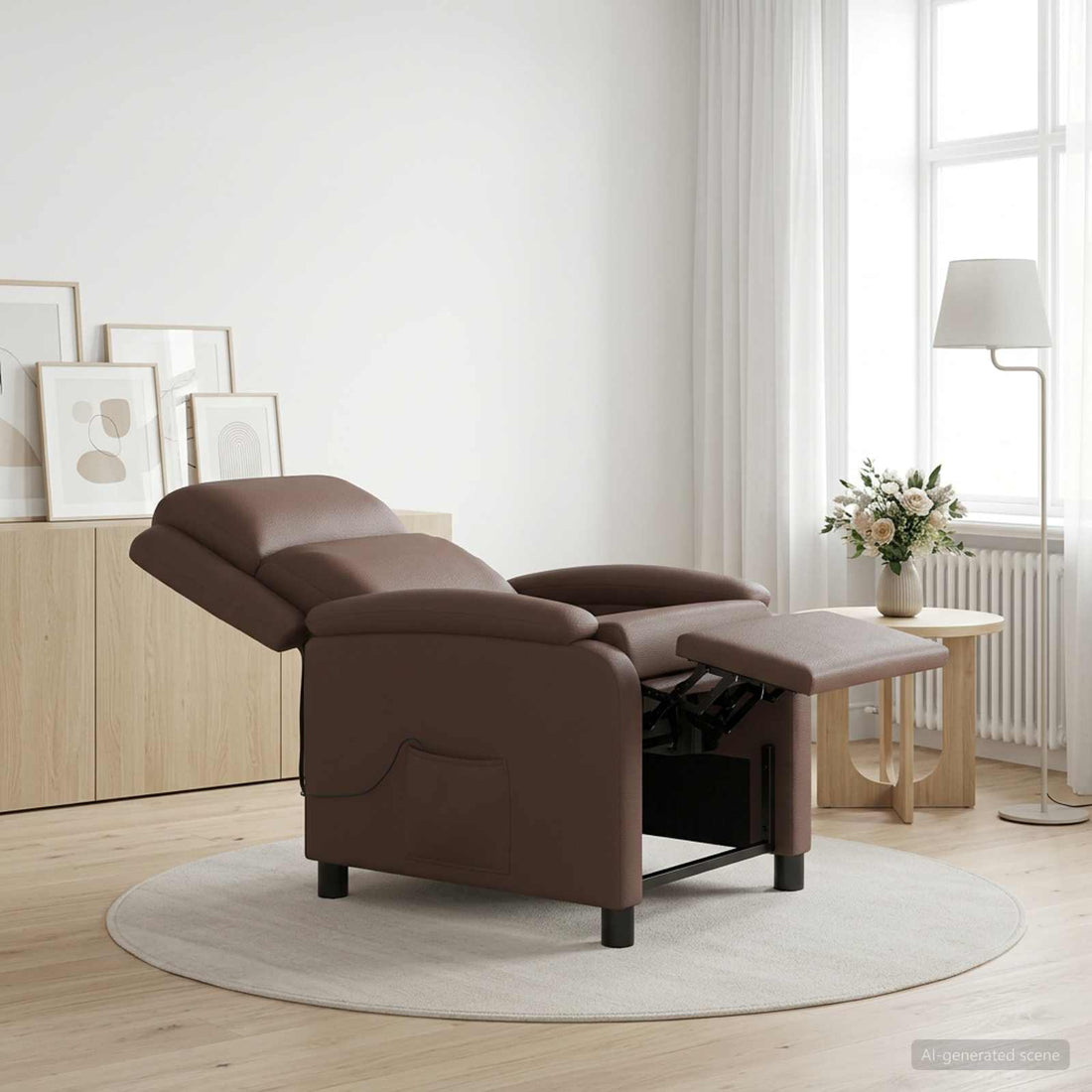 vidaXL Silla de masajes reclinable Marrón Cuero sintético