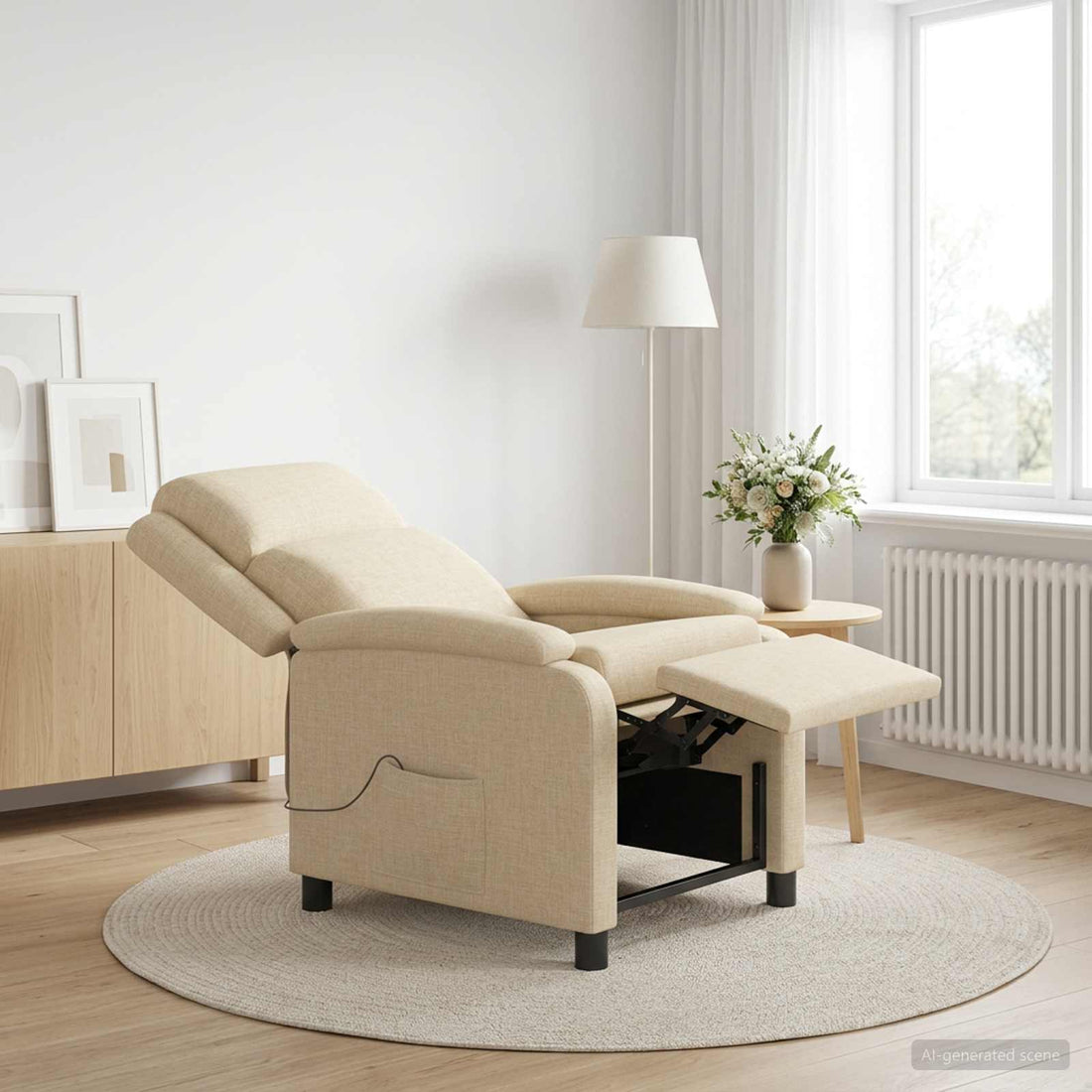 vidaXL Silla de masajes reclinable Crema Tela