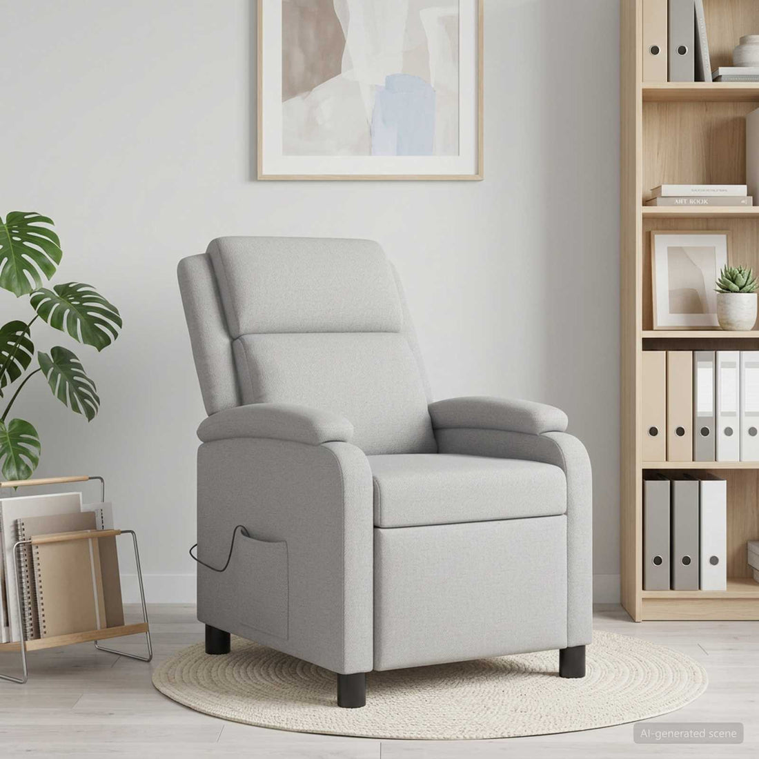 vidaXL Silla de masajes reclinable Gris Nube Tela