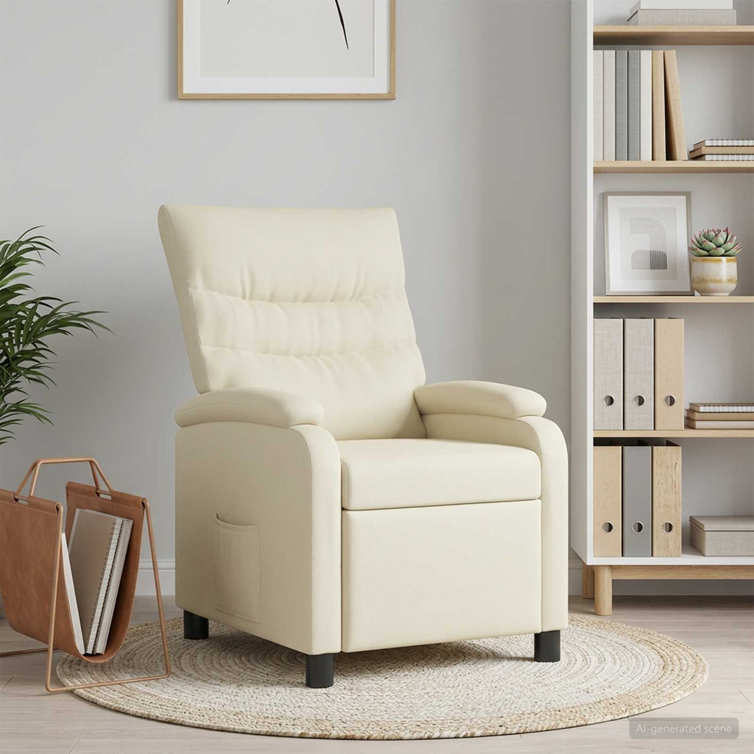 vidaXL Recliner Crema Cuero sintético