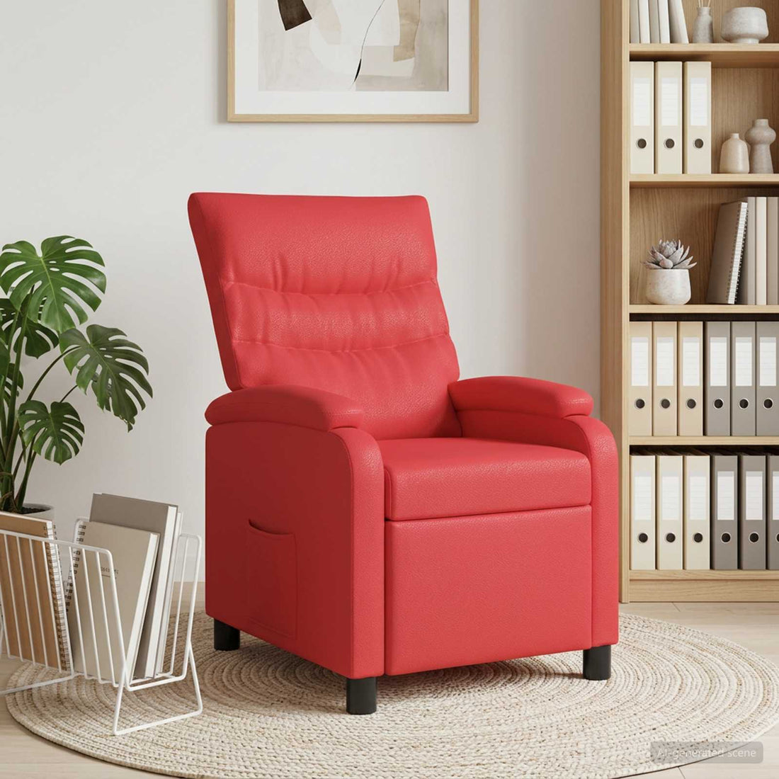 vidaXL Recliner Rojo Cuero sintético