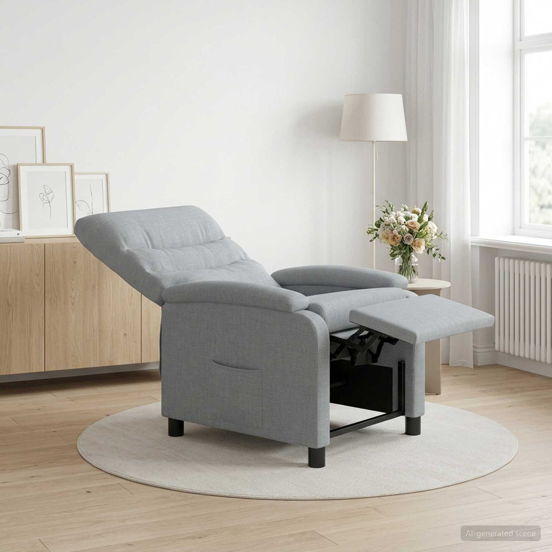 vidaXL Recliner Gris Claro Tela