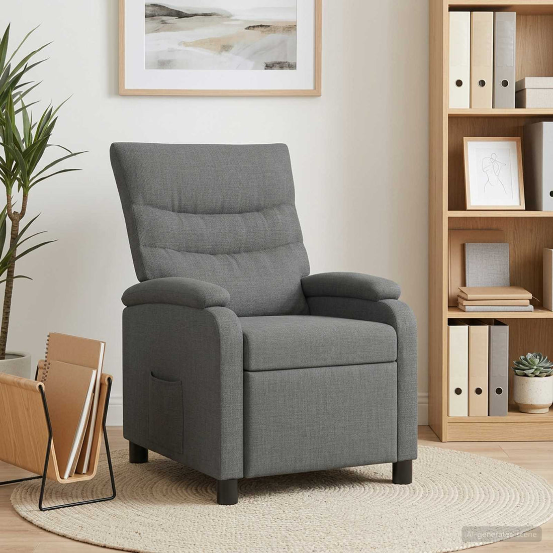 vidaXL Recliner Gris oscuro Tela