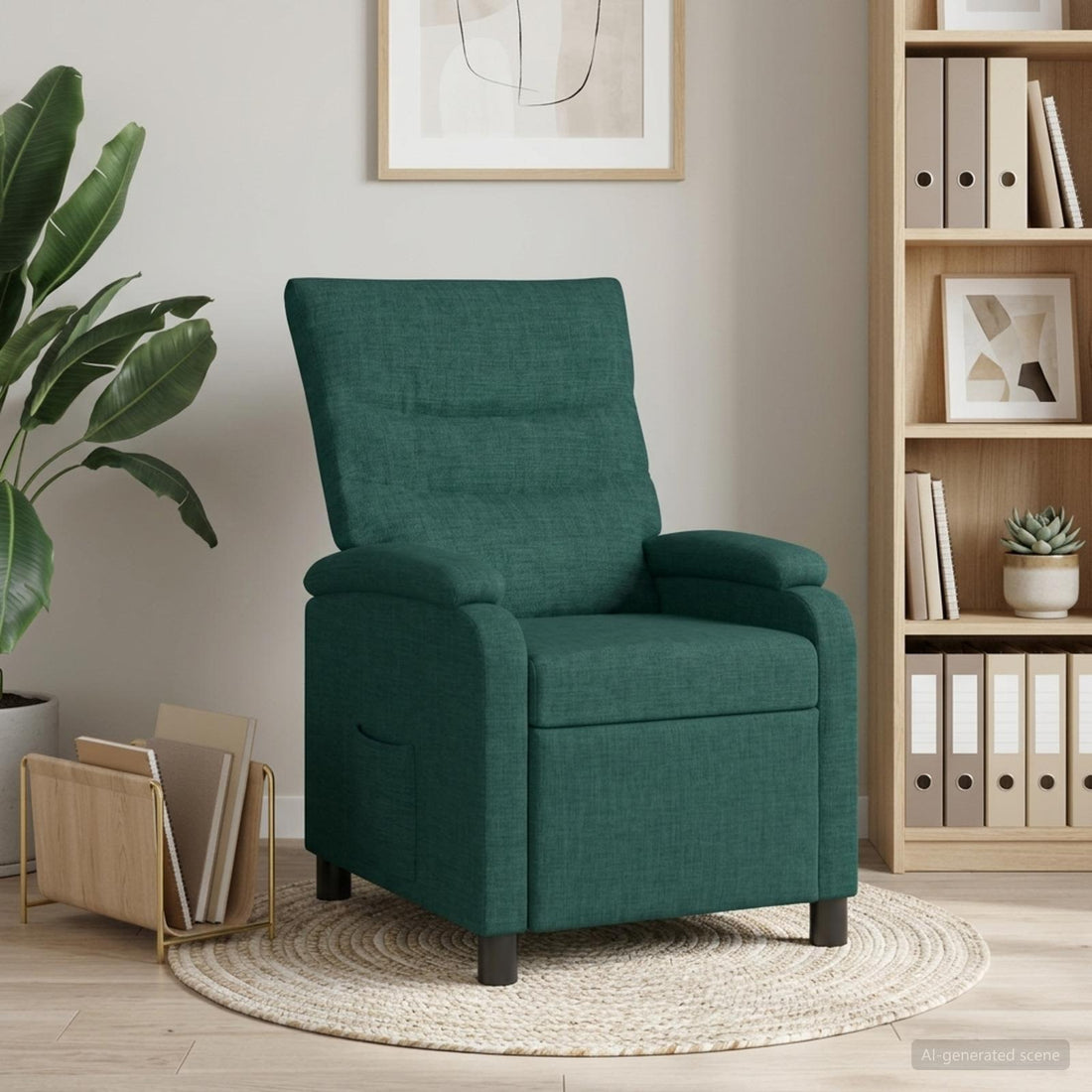 vidaXL Recliner Verde oscuro Tela