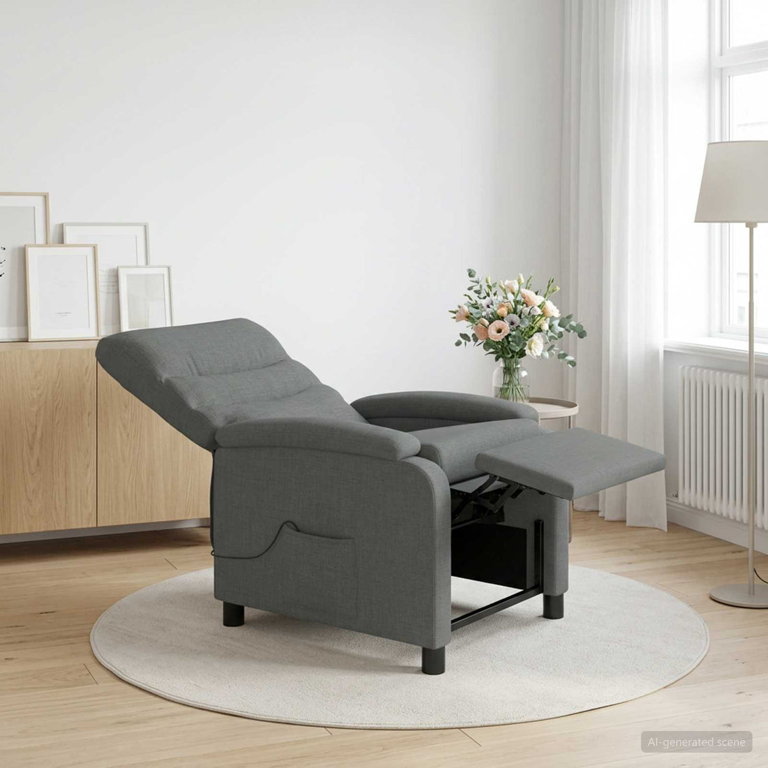 vidaXL Silla de masajes reclinable Gris oscuro Tela