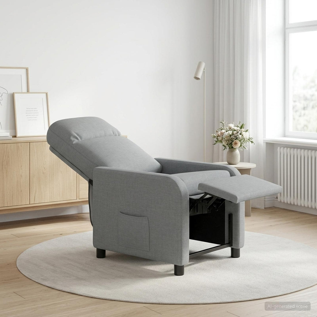 vidaXL Recliner Gris Claro Tela