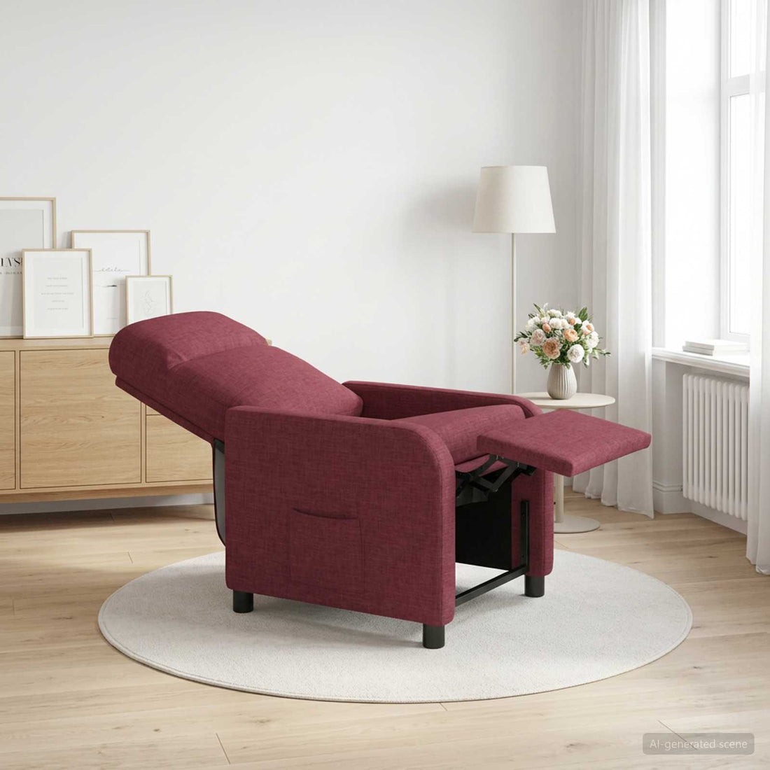 vidaXL Recliner Rojo vino Tela
