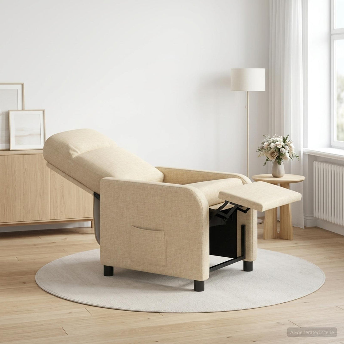 vidaXL Recliner Crema Tela