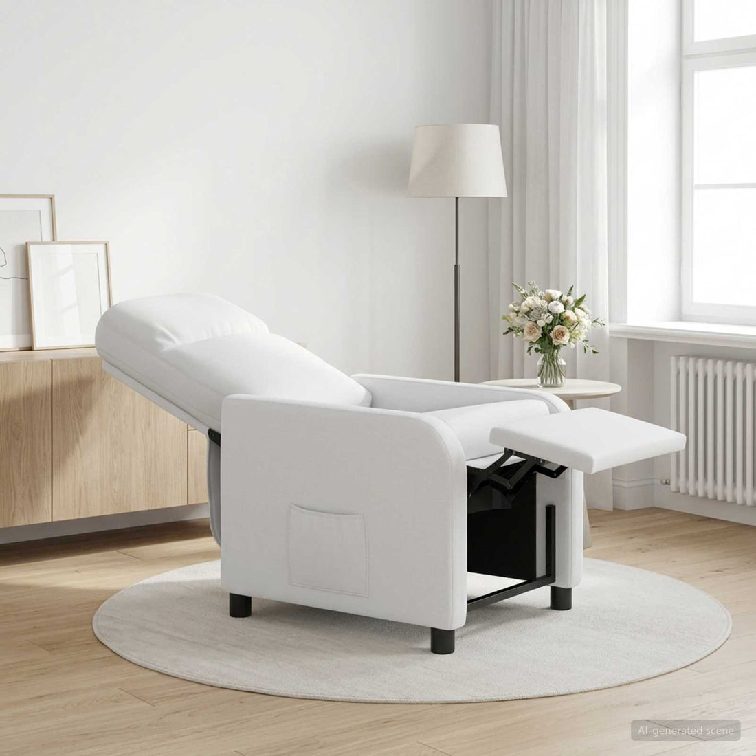 vidaXL Recliner Blanco Tela