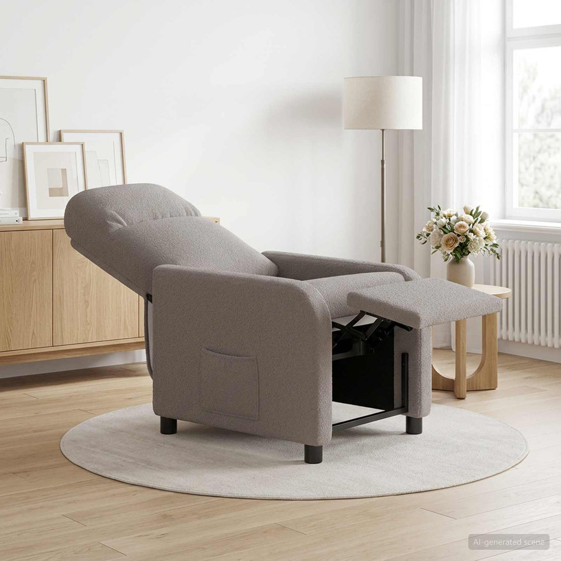 vidaXL Recliner Gris Claro Bouclé