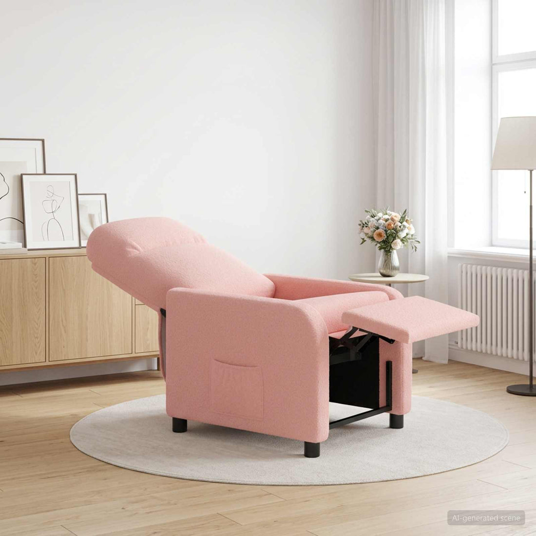 vidaXL Recliner Rosa Bouclé