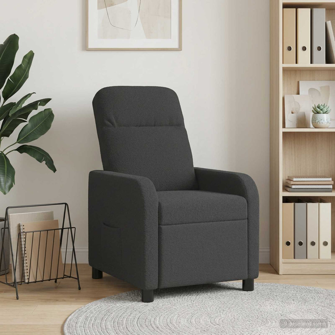 vidaXL Recliner Gris oscuro Bouclé