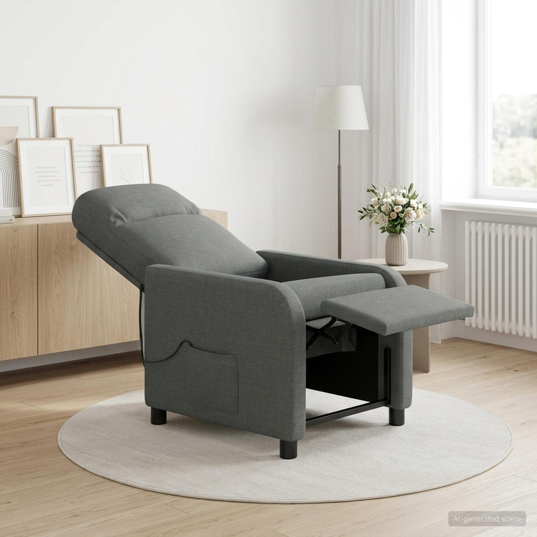 vidaXL Silla de masajes reclinable Gris oscuro Tela