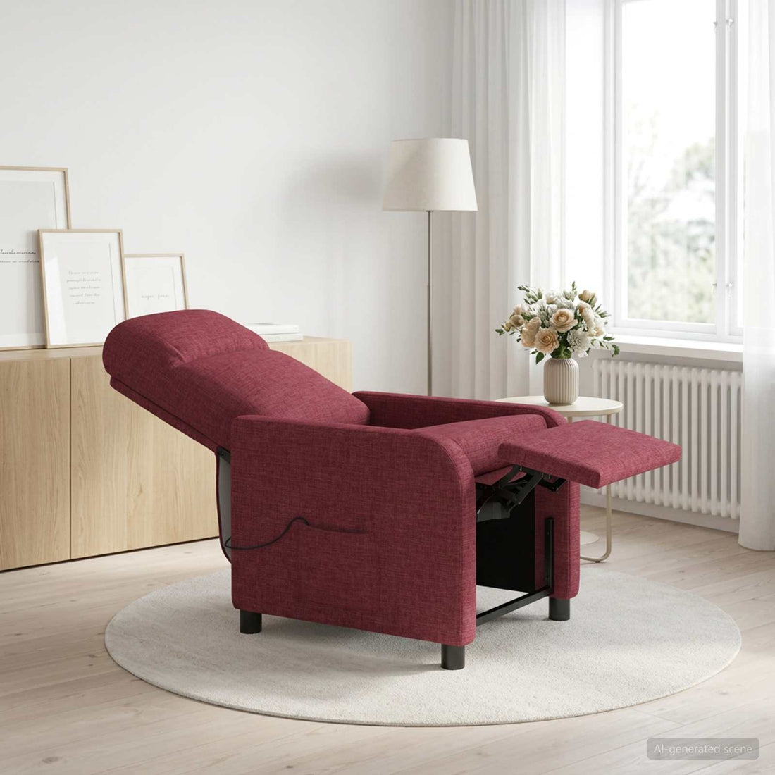 vidaXL Silla de masajes reclinable Rojo vino Tela