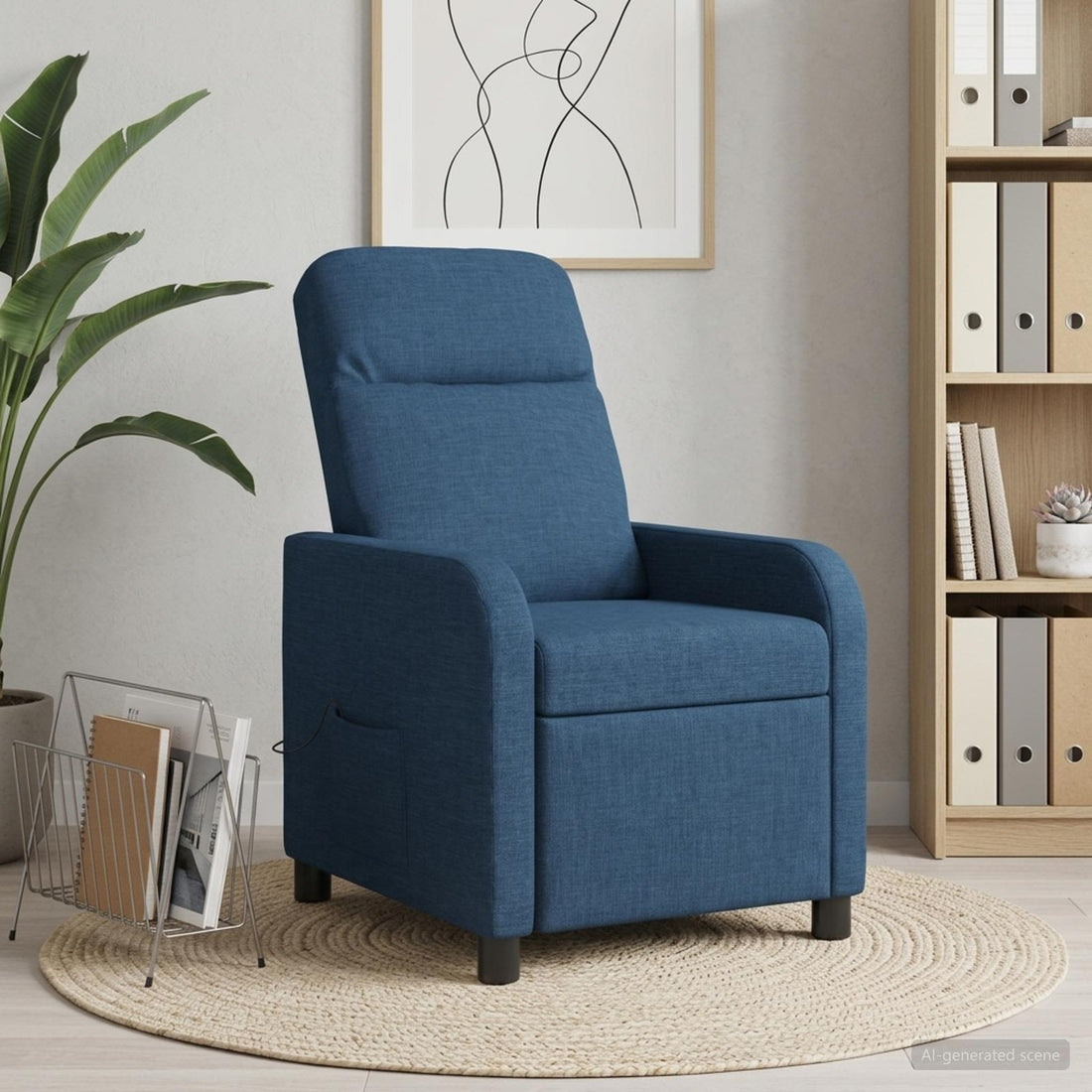 vidaXL Silla de masajes reclinable Azul Tela