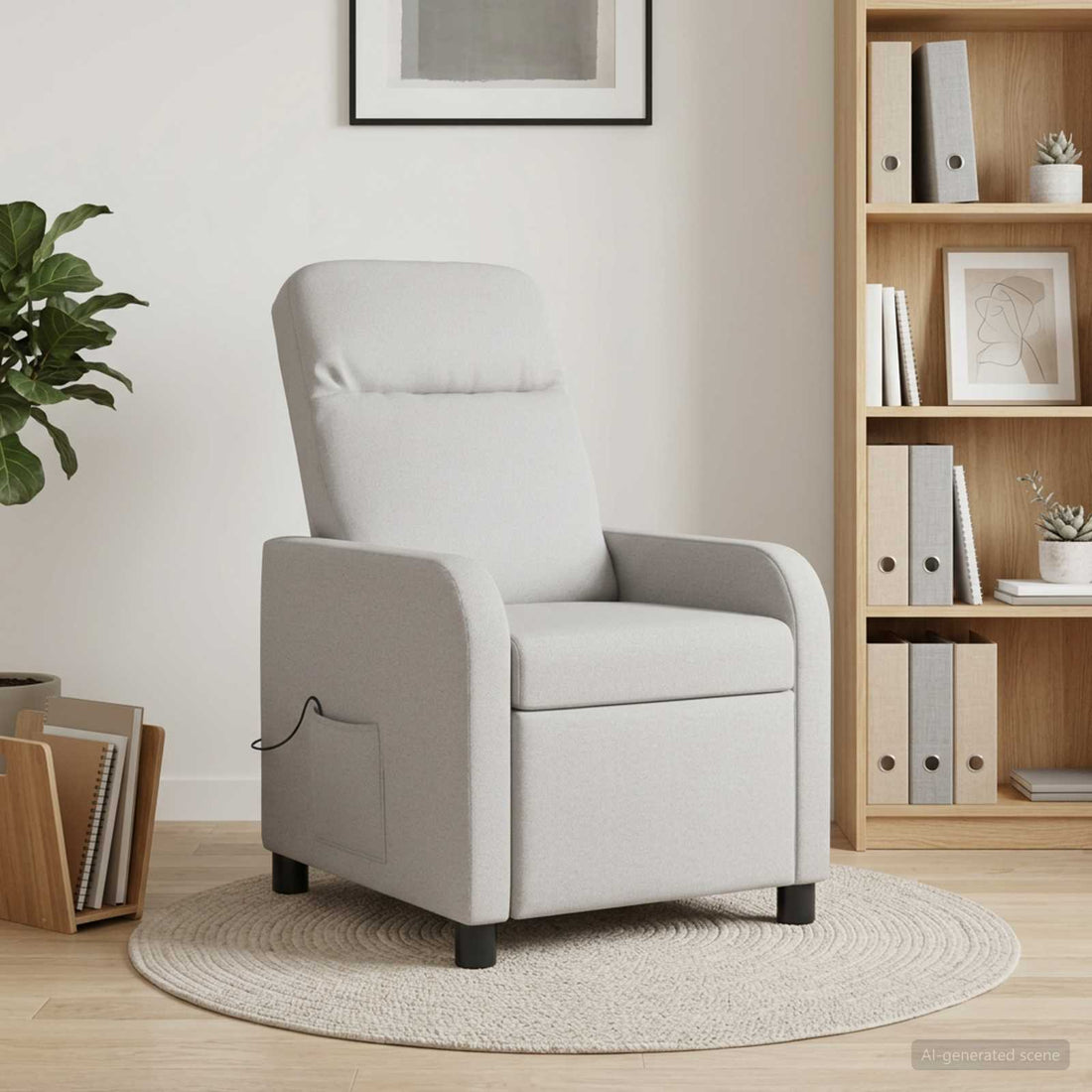vidaXL Silla de masajes reclinable Gris Nube Tela