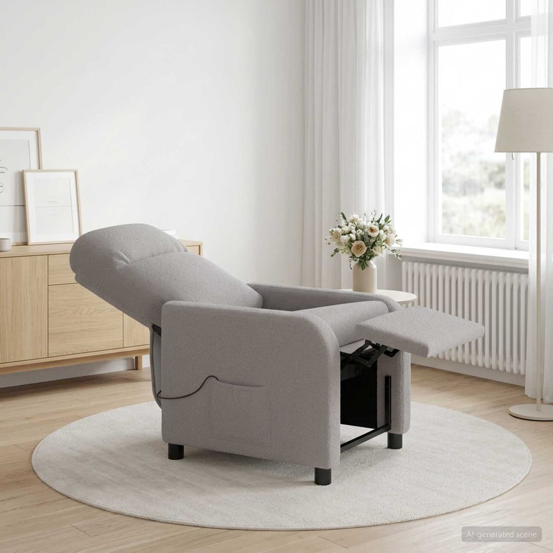 vidaXL Silla de masajes reclinable Gris Claro Bouclé