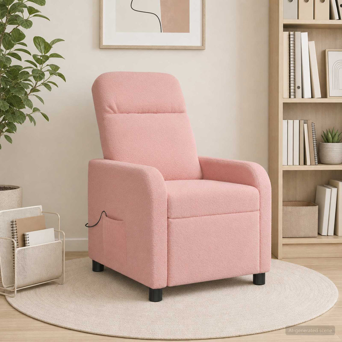 vidaXL Silla de masajes reclinable Rosa Bouclé