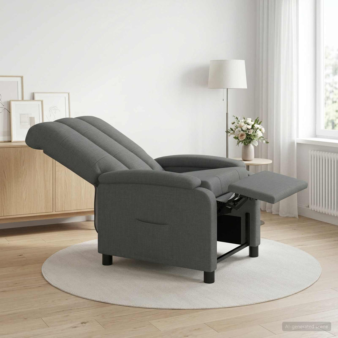 vidaXL Recliner Gris oscuro Tela