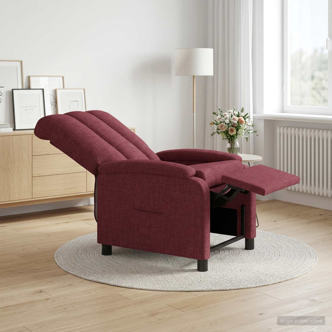 vidaXL Recliner Rojo vino Tela