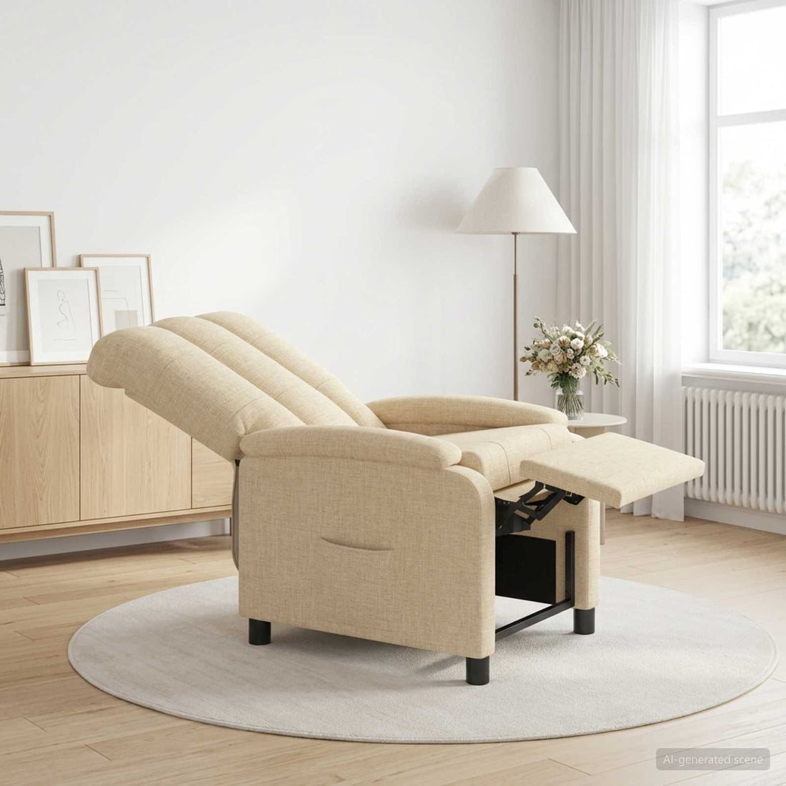 vidaXL Recliner Crema Tela