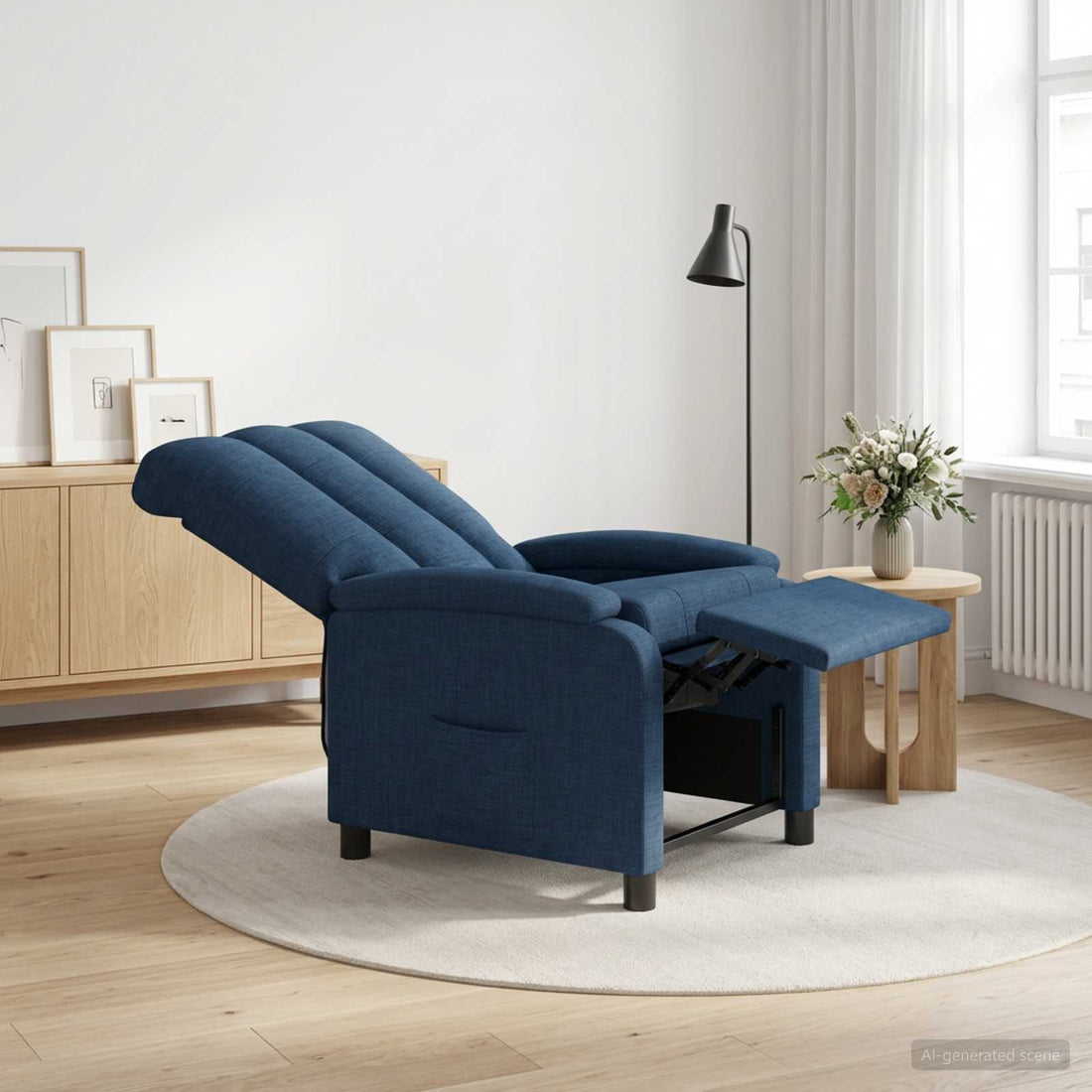 vidaXL Recliner Azul Tela