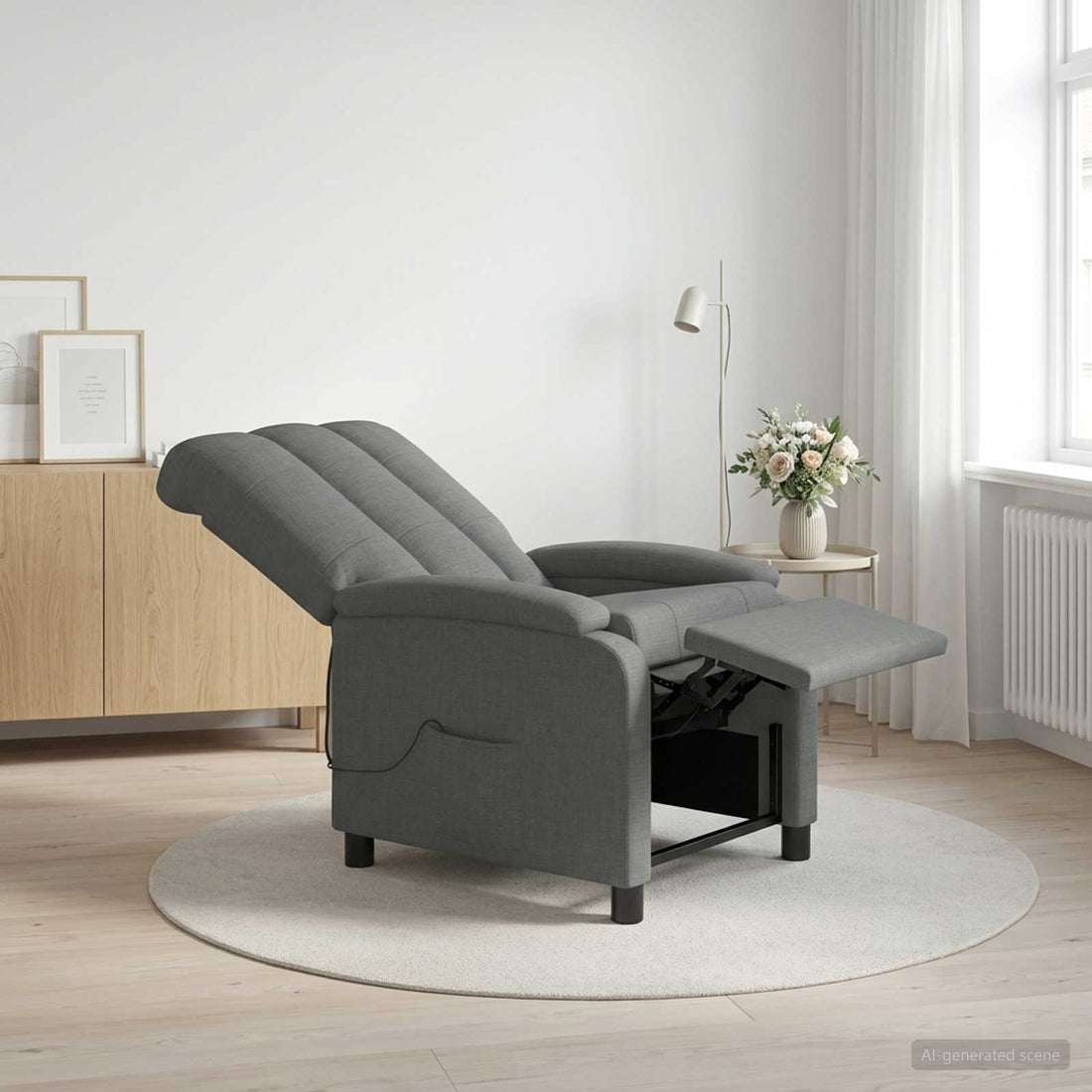 vidaXL Silla de masajes reclinable Gris oscuro Tela