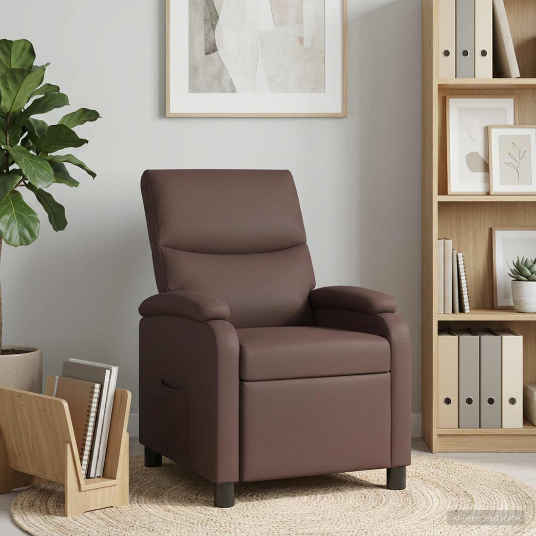 vidaXL Recliner Marrón Cuero sintético