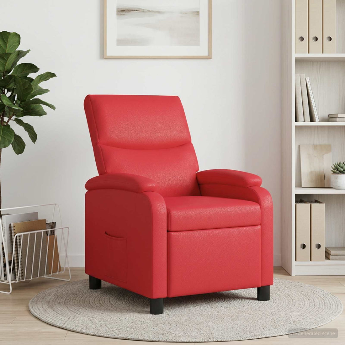 vidaXL Recliner Rojo Cuero sintético
