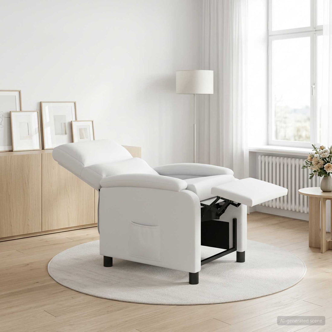 vidaXL Recliner Blanco Cuero sintético