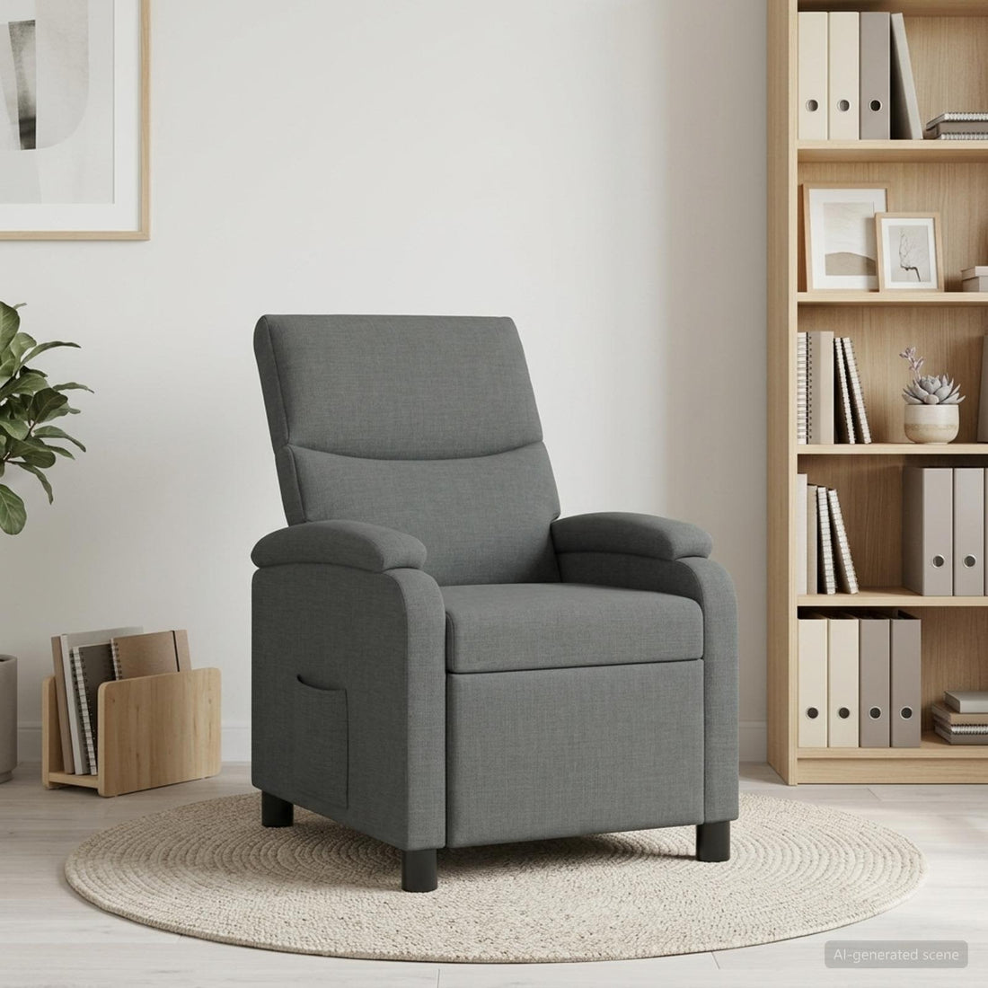 vidaXL Recliner Gris oscuro Tela