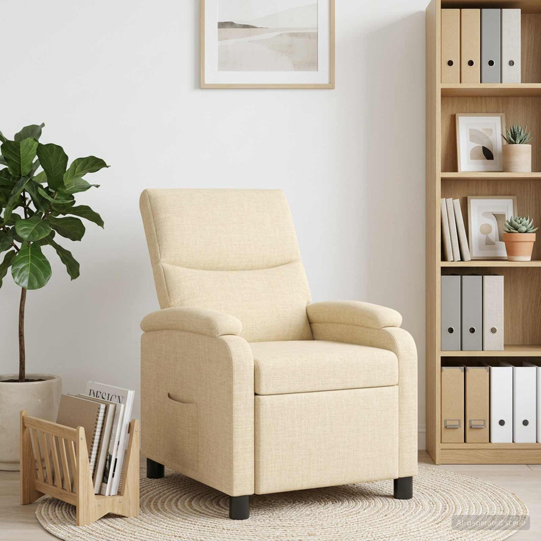 vidaXL Recliner Crema Tela
