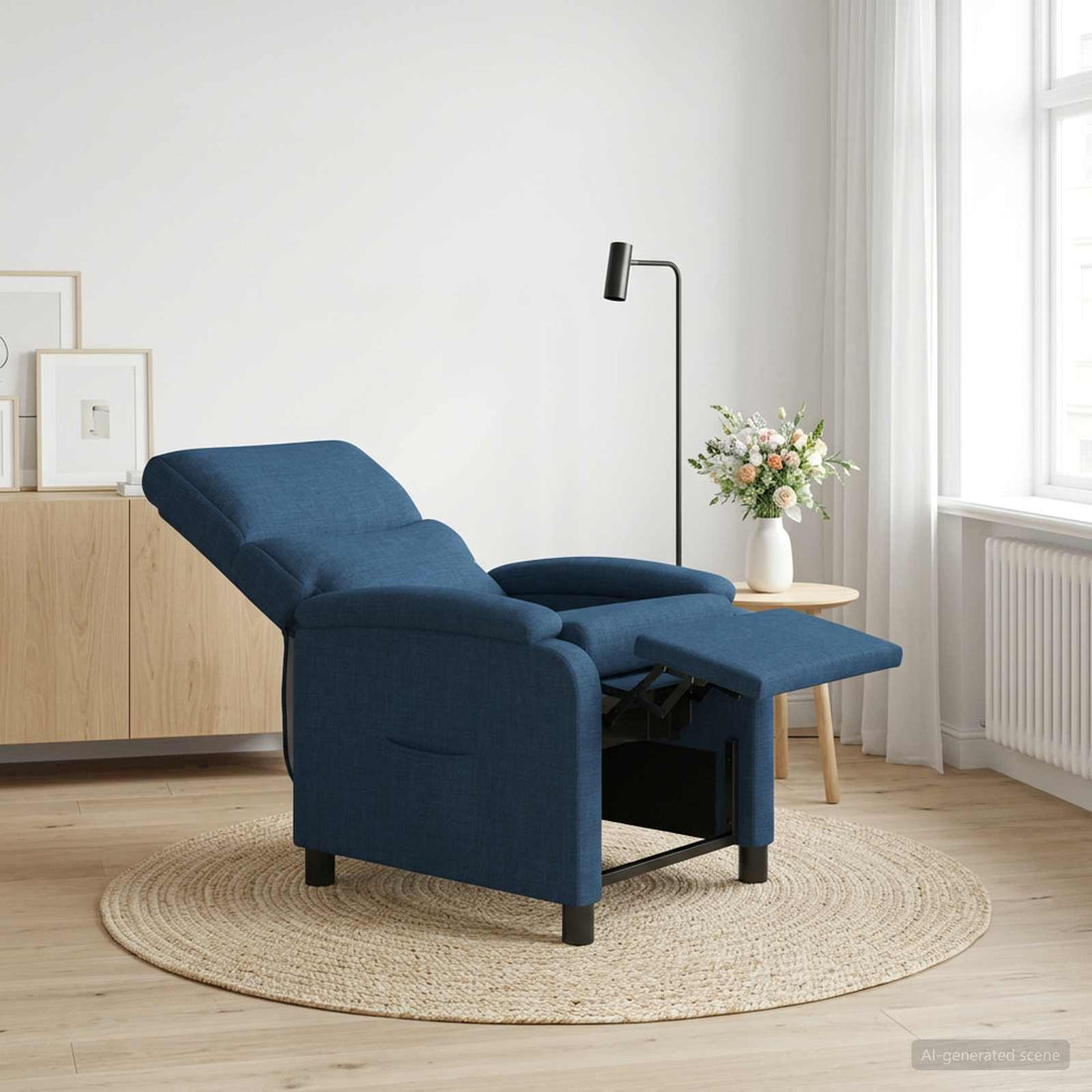 vidaXL Recliner Azul Tela