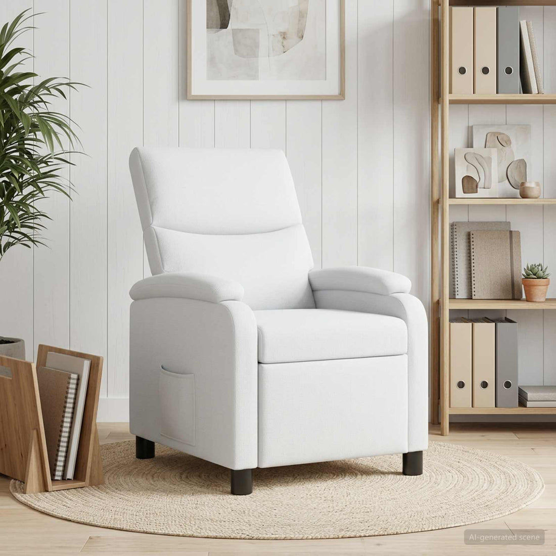 vidaXL Recliner Blanco Tela