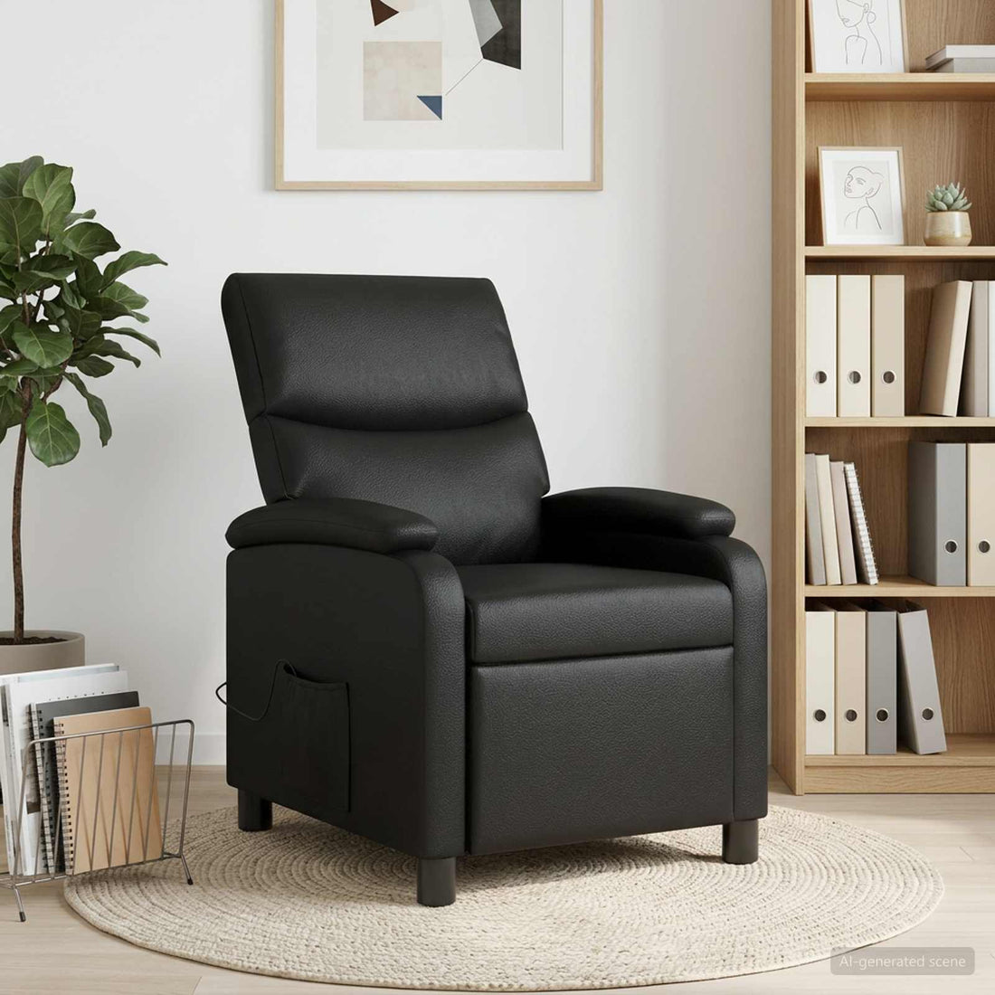 vidaXL Silla de masajes reclinable Negro Cuero sintético