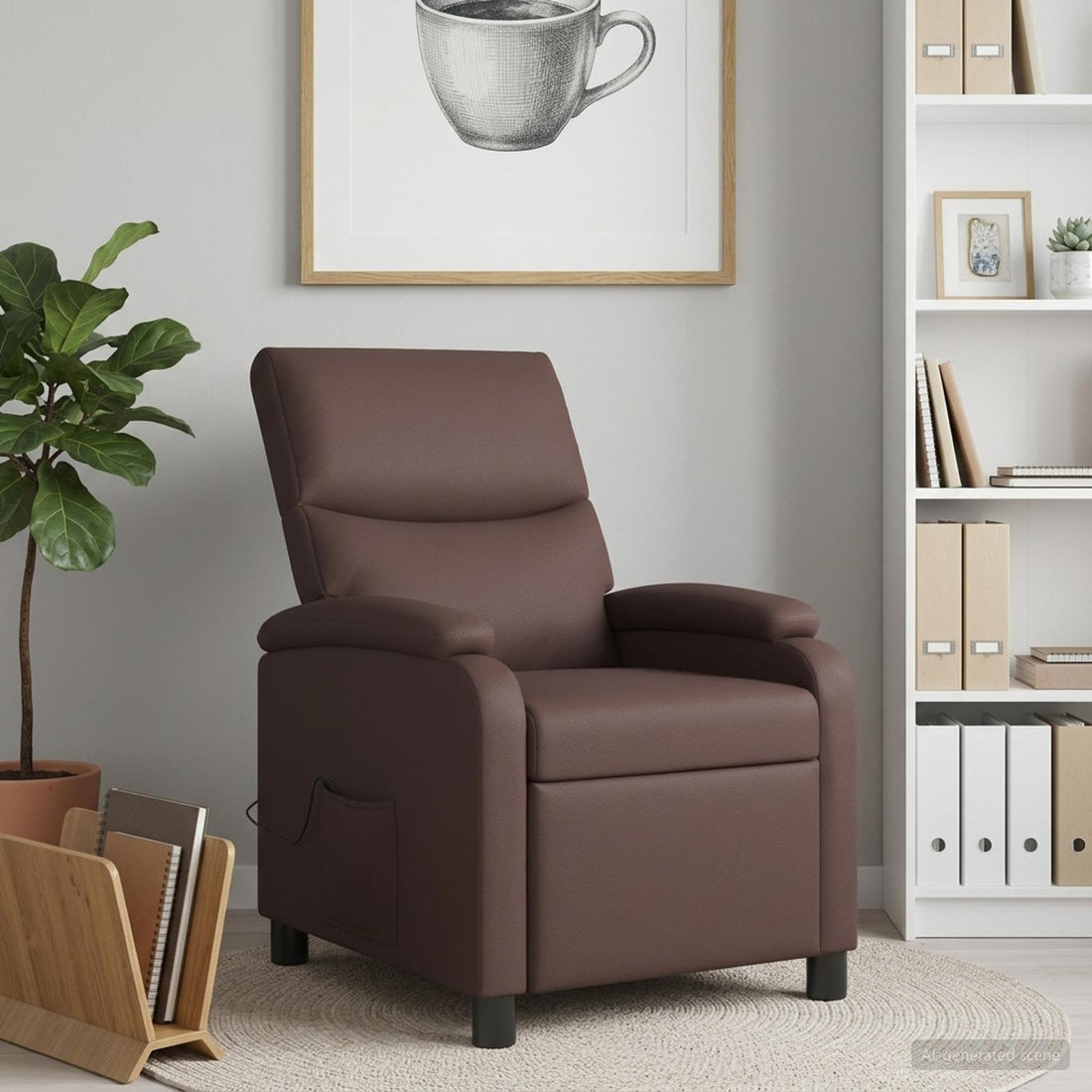 vidaXL Silla de masajes reclinable Marrón Cuero sintético