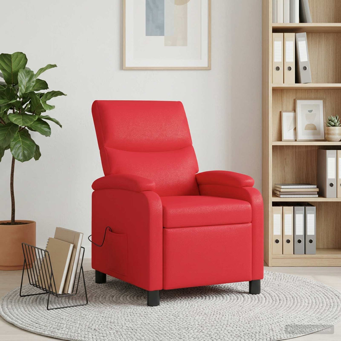 vidaXL Silla de masajes reclinable Rojo Cuero sintético