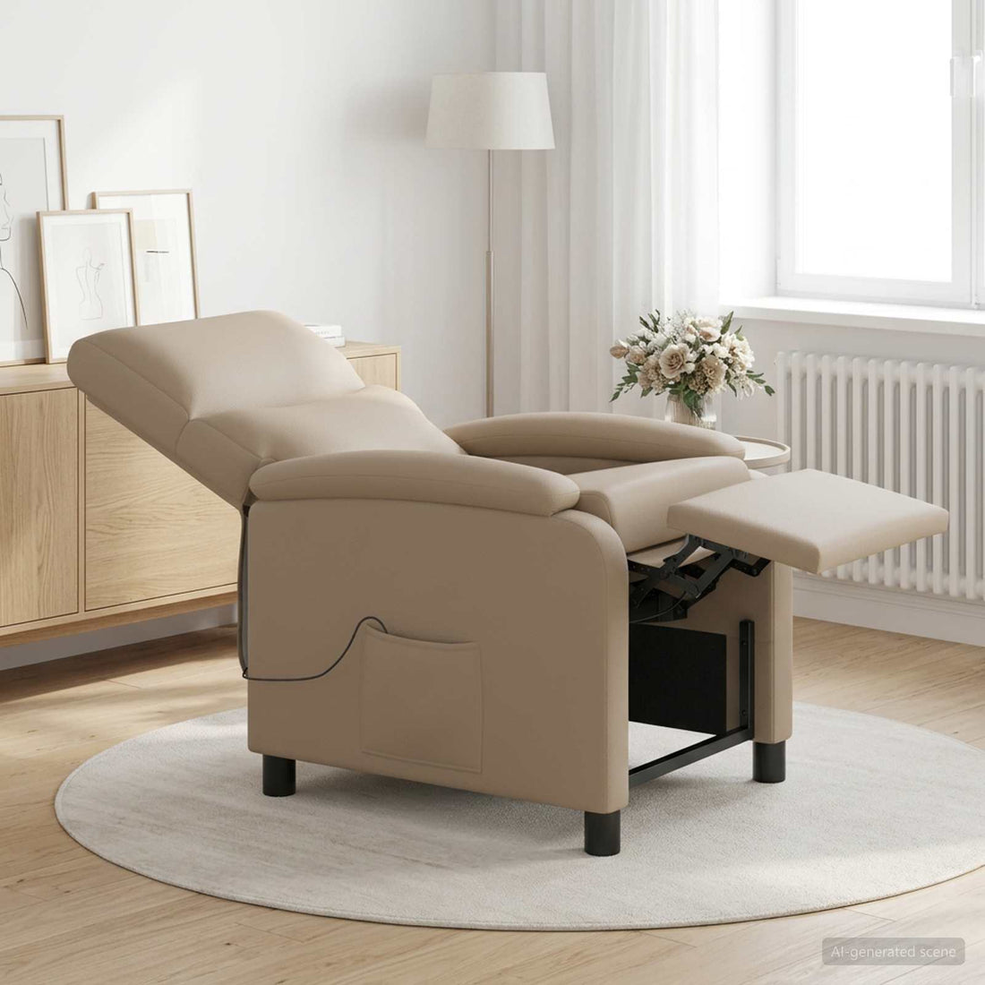 vidaXL Silla de masajes reclinable Capuchino Cuero sintético
