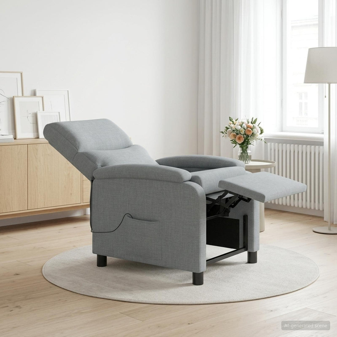 vidaXL Silla de masajes reclinable Gris Claro Tela