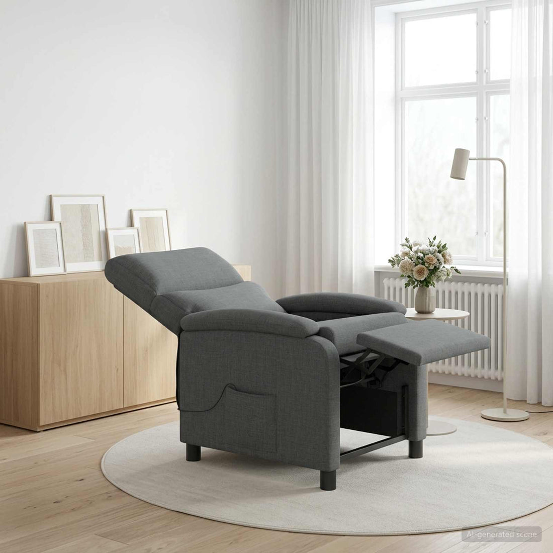 vidaXL Silla de masajes reclinable Gris oscuro Tela